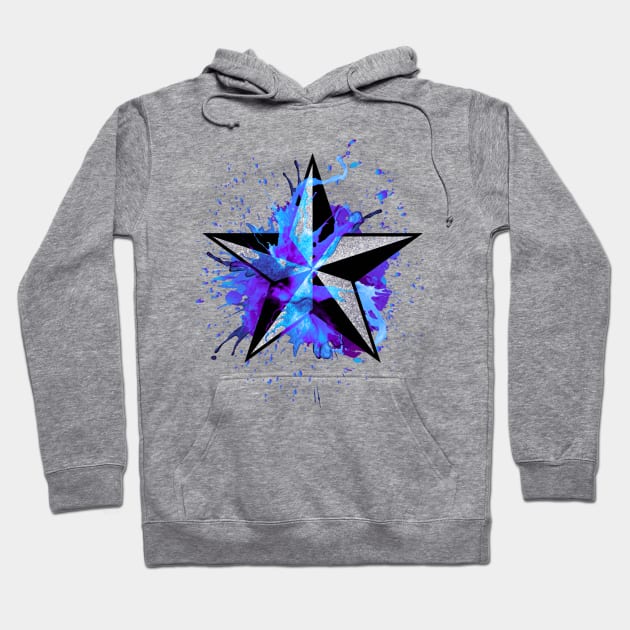 Nautical Splash Star - Blue/ Purple Hoodie by Leroy Binks